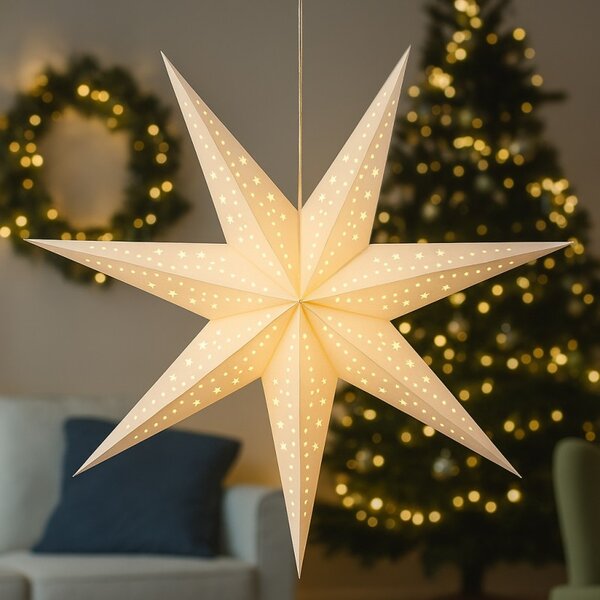 Božićna papirnata zvijezda sedmerokraka STARION 60 cm, bijela