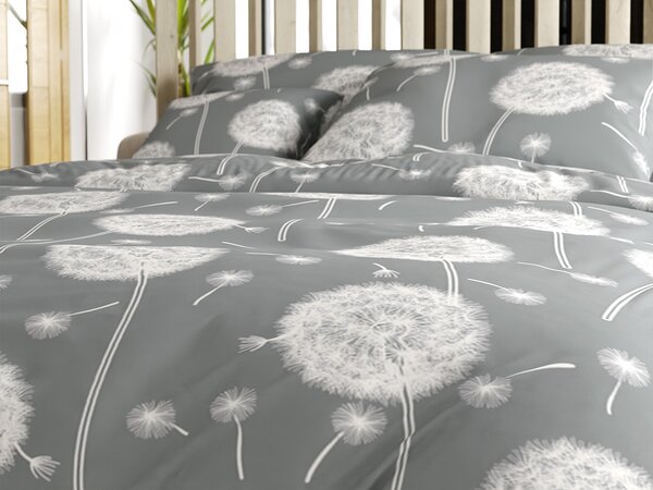 Pamučna posteljina DANDELION BLEND siva hotelski džep Dimenzije posteljine: 70 x 90 cm | 140 x 200 cm