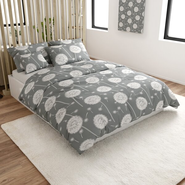 Pamučna posteljina DANDELION BLEND siva hotelski džep Dimenzije posteljine: 70 x 90 cm | 140 x 200 cm