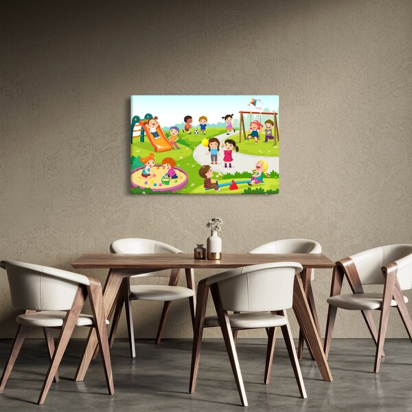 Slika dječje zabave u pješčaniku (90x60 cm)