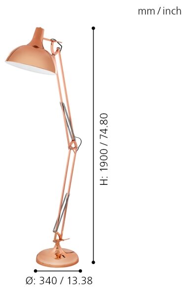 Eglo 94705 - Podna lampa BORGILLIO 1xE27/60W/230V