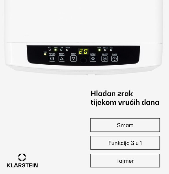 Klarstein Iceblock Ecosmart 7, prijenosna klima, 3 u 1, 7.000 BTU, upravljanje putem aplikacije, bijeli