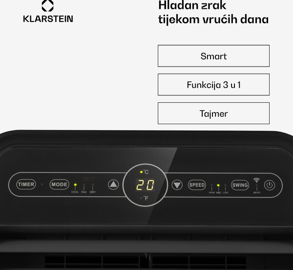 Klarstein Metrobreeze New York Smart 12k, prijenosna klima, 12000BTU / 3,5 kW, energetski razred A, daljinski upravljač