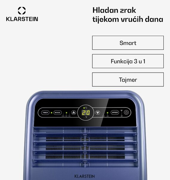 Klarstein Metrobreeze New York Smart 7k, prijenosna klima, 7000 BTU / 2,1 kW, energetski razred A, daljinski upravljač