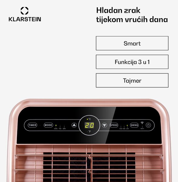 Klarstein Metrobreeze New York Smart 12k, prijenosna klima, 12000BTU / 3,5 kW, energetski razred A, daljinski upravljač