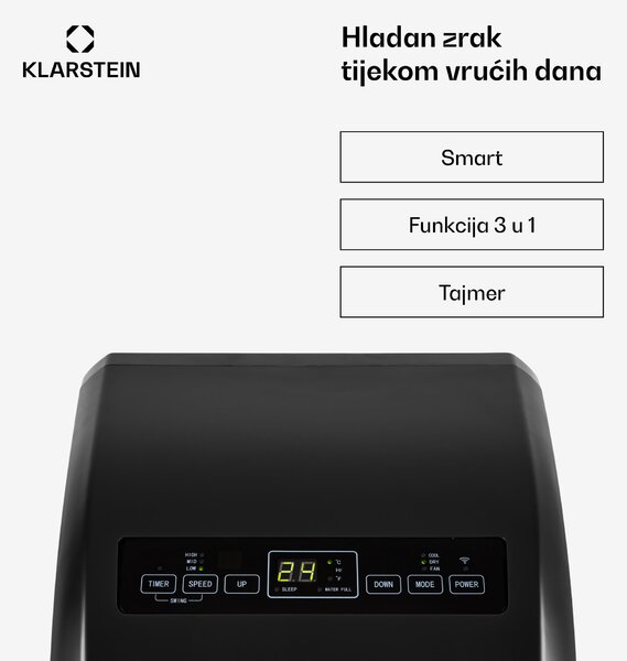 Klarstein Metrobreeze Rom Smart, prijenosna klima, 10000 BTU / 3,0 kW, energetska klasa A, daljinski upravljač