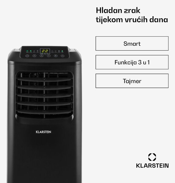 Klarstein Pure Blizzard Smart 9k, prijenosna klima, 9000 BTU / 2,6 kW, energetski razred A, daljinski upravljač