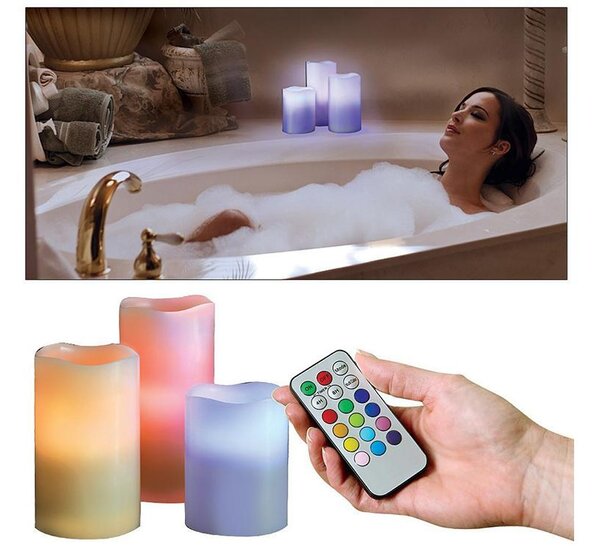 Postavite 3 velike LED svijeće RGB + daljinski upravljač