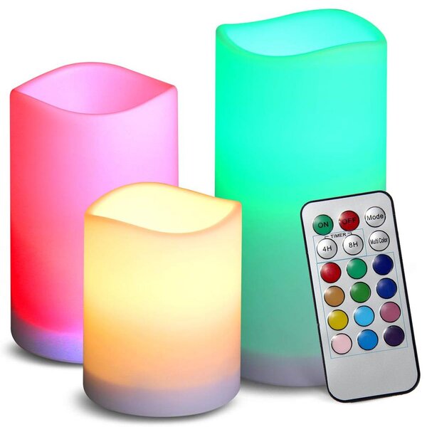Postavite 3 velike LED svijeće RGB + daljinski upravljač