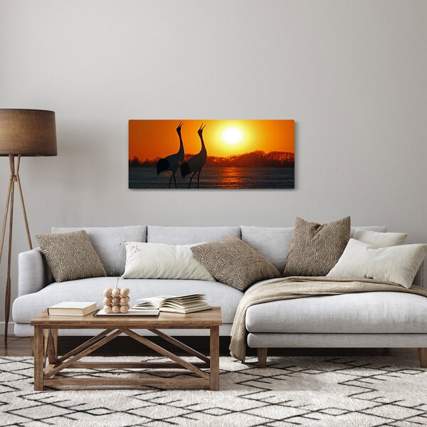 Slika ptica u zalasku sunca (120x50 cm)