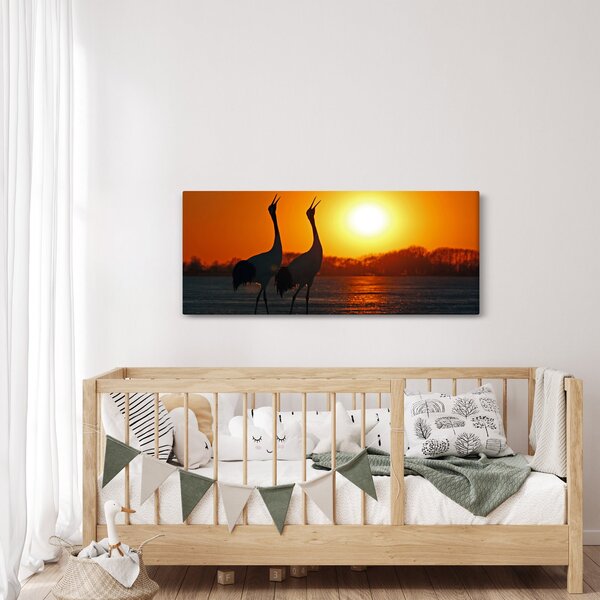 Slika ptica u zalasku sunca (120x50 cm)