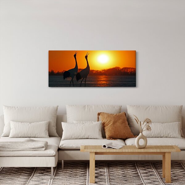 Slika ptica u zalasku sunca (120x50 cm)