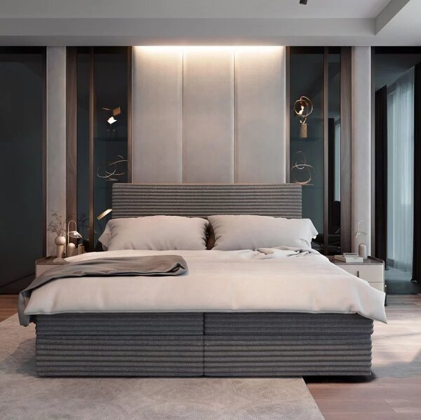 Tapecirani krevet boxspring ISPIRA 140x200 cm siva Madrac: Bonell opružni madrac