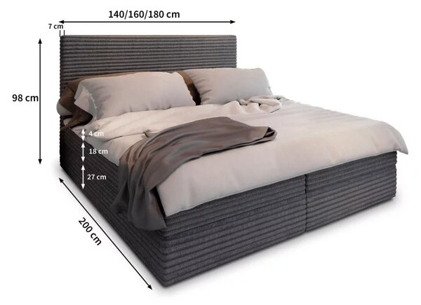 Tapecirani boxspring krevet ISPIRA 140x200 cm krem boje Madrac: Bonell opružni madrac