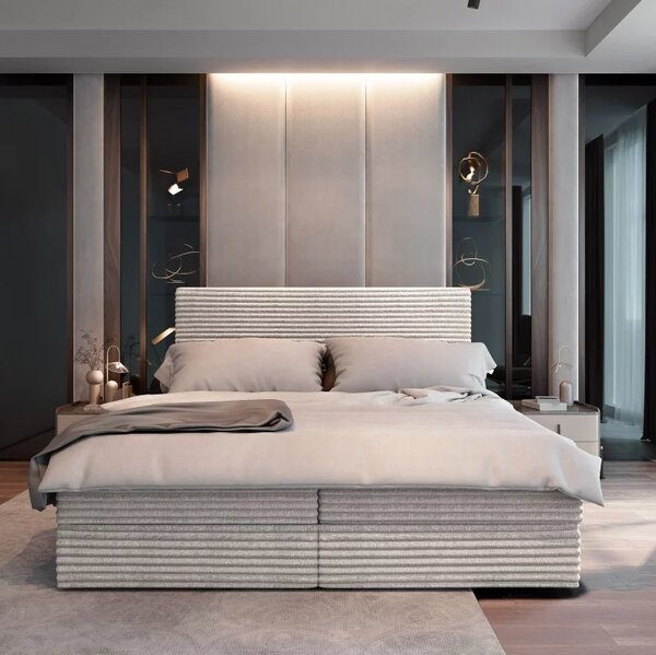 Tapecirani boxspring krevet ISPIRA 140x200 cm krem boje Madrac: Bonell opružni madrac