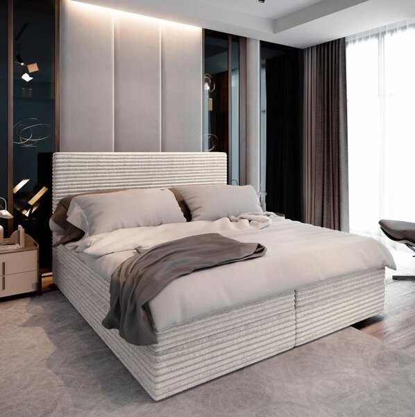 Tapecirani boxspring krevet ISPIRA 140x200 cm krem boje Madrac: Bonell opružni madrac