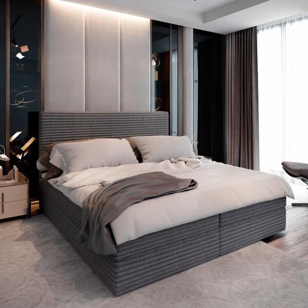 Tapecirani krevet boxspring ISPIRA 140x200 cm siva Madrac: Bonell opružni madrac