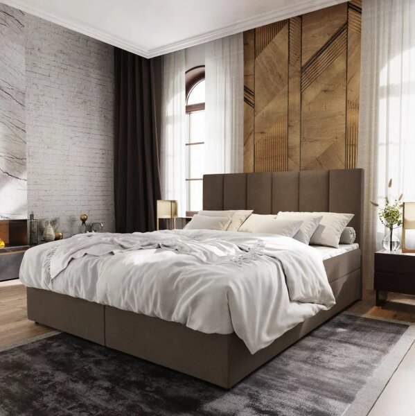 Tapecirani boxspring krevet MERALIS 160x200 cm smeđi Madrac: Bonell opružni madrac