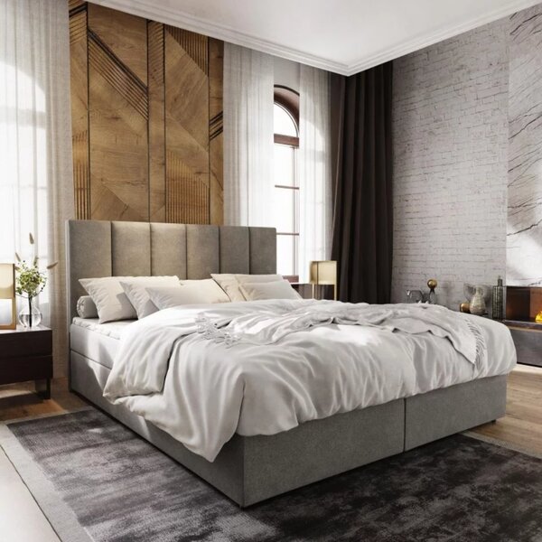 Tapecirani boxspring krevet MERALIS 160x200 cm siva Madrac: Bonell opružni madrac