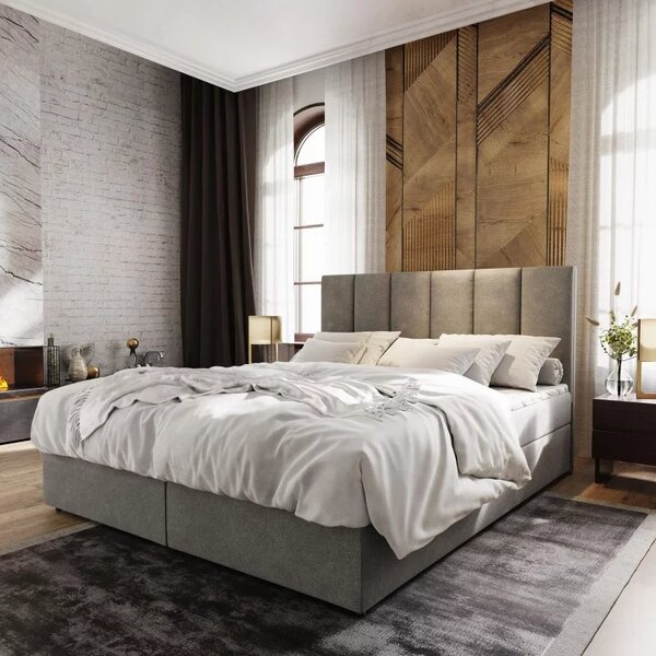 Tapecirani boxspring krevet MERALIS 160x200 cm siva Madrac: Bonell opružni madrac
