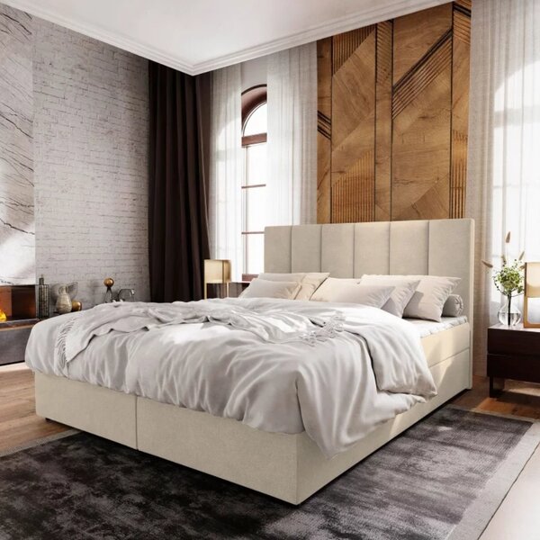 Tapecirani krevet boxspring MERALIS 140x200 cm bež boje Madrac: Bonell opružni madrac