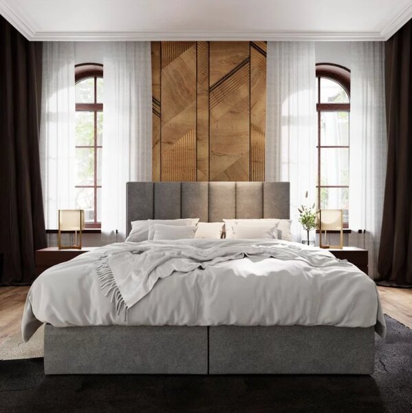 Tapecirani boxspring krevet MERALIS 160x200 cm siva Madrac: Bonell opružni madrac