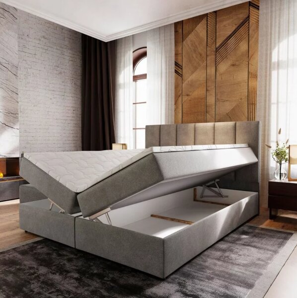 Tapecirani boxspring krevet MERALIS 160x200 cm smeđi Madrac: Bonell opružni madrac
