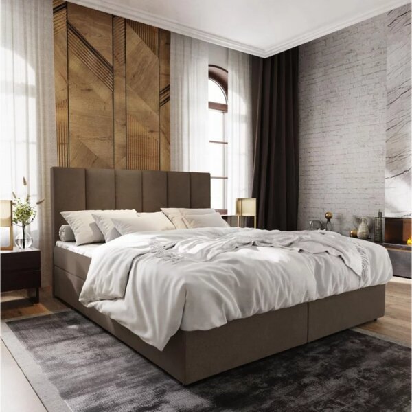 Tapecirani boxspring krevet MERALIS 160x200 cm smeđi Madrac: Bonell opružni madrac