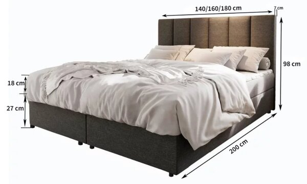 Tapecirani boxspring krevet MERALIS 160x200 cm smeđi Madrac: Bonell opružni madrac