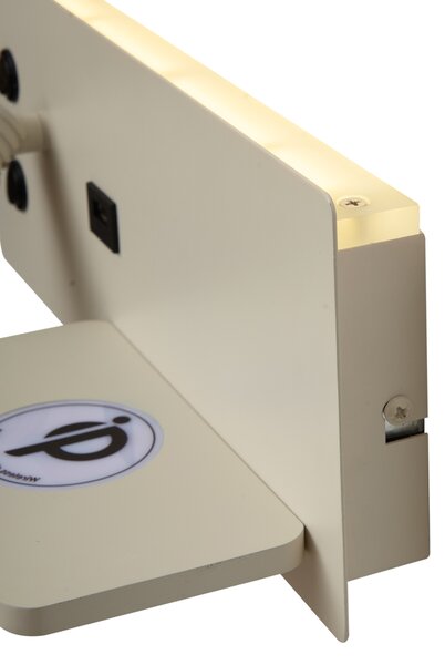 Set od 2 bež zidne svjetiljke uklj. LED s USB-om i indukcijskim punjačem - Riza