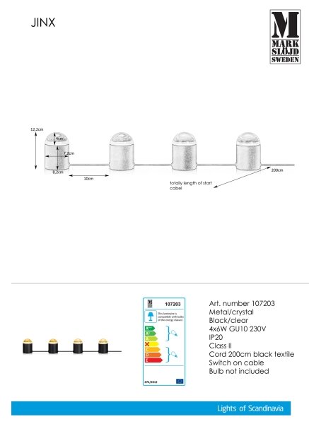 Markslöjd 107203 - Kristalna stolna lampa JINX 4xGU10/6W/230V