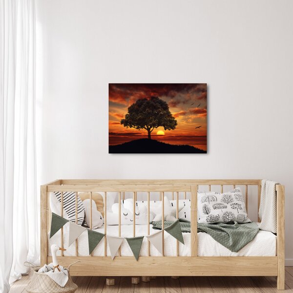 Slika stabla sa zalaskom sunca (70x50 cm)