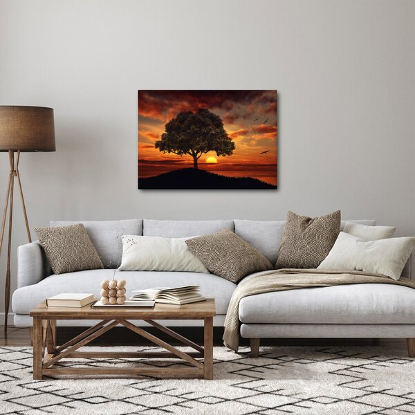 Slika stabla sa zalaskom sunca (70x50 cm)