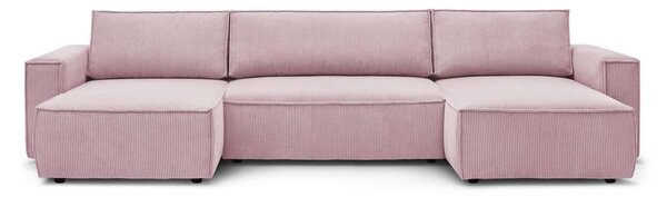 Svijetlo ružičasta sofa na razvlačenje "U" Bobochic Paris Nihad Panoramique