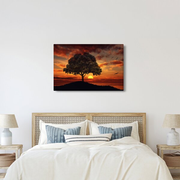 Slika stabla sa zalaskom sunca (90x60 cm)