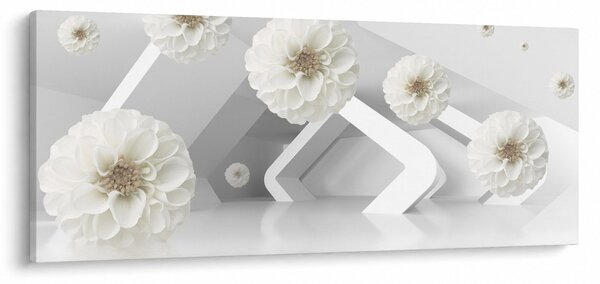 Apstraktna slika s bijelim cvjetovima (120x50 cm)
