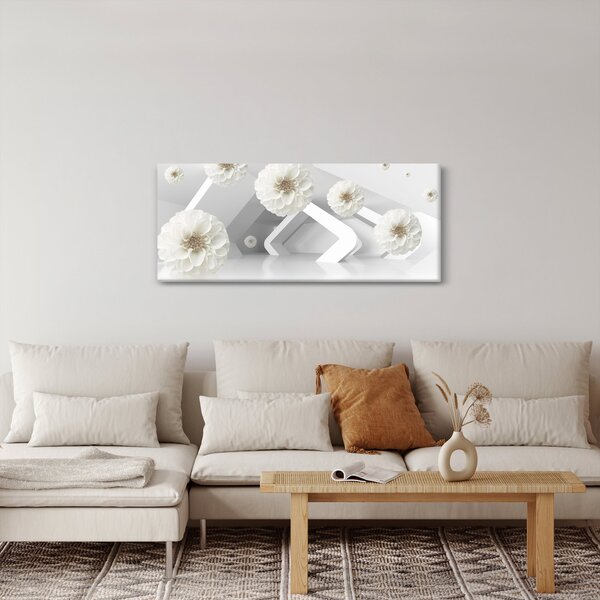 Apstraktna slika s bijelim cvjetovima (120x50 cm)