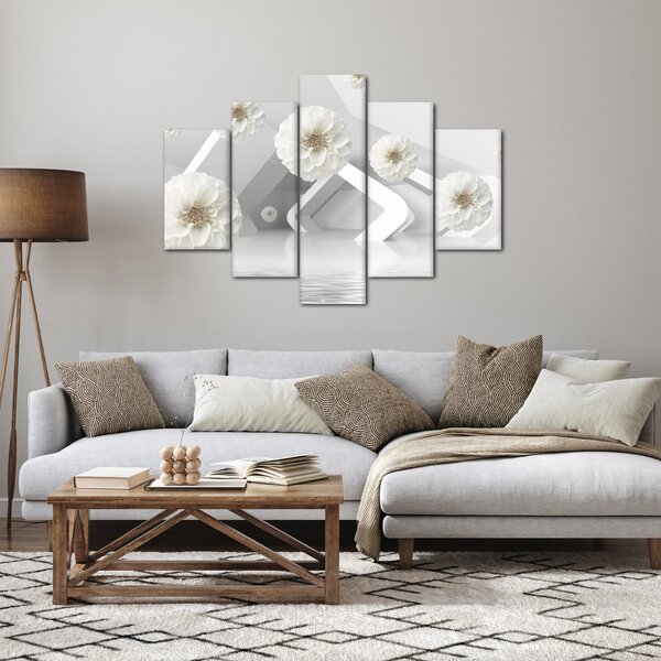 Apstraktna slika s bijelim cvjetovima (150x105 cm)