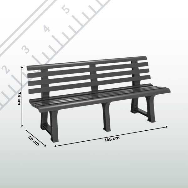 Vrtna klupa ORCHIDEA, 145x49x74 cm, antracit I.P.A.E-Progarden