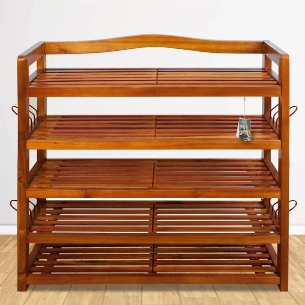 Regal za cipele RUSTIC, 5 polica, 95x26x82cm, prirodno smeđi Casaria