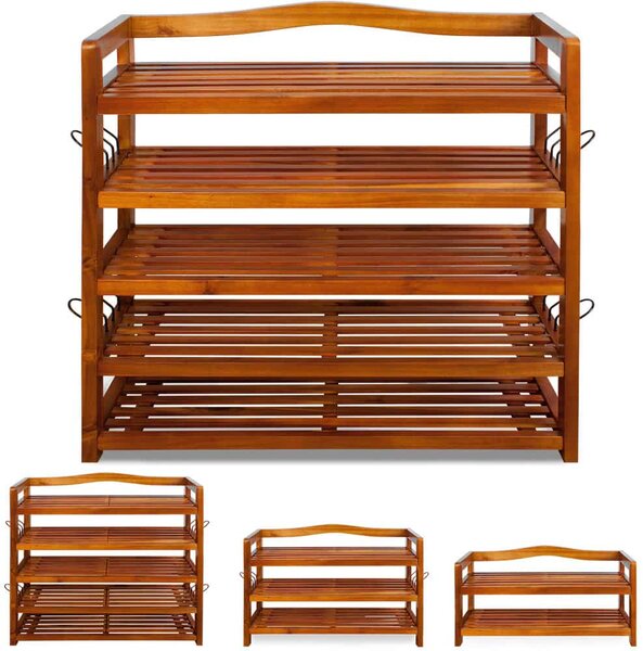 Regal za cipele RUSTIC, 5 polica, 95x26x82cm, prirodno smeđi Casaria