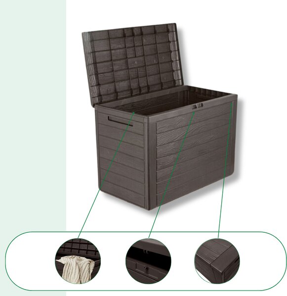 Kutija za pohranu WOODEBOX, 190 l, 78x44x55 cm, tamnosmeđa Prosperplast