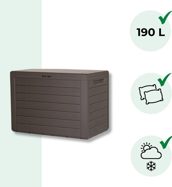 Kutija za pohranu WOODEBOX, 190 l, 78x44x55 cm, tamnosmeđa Prosperplast