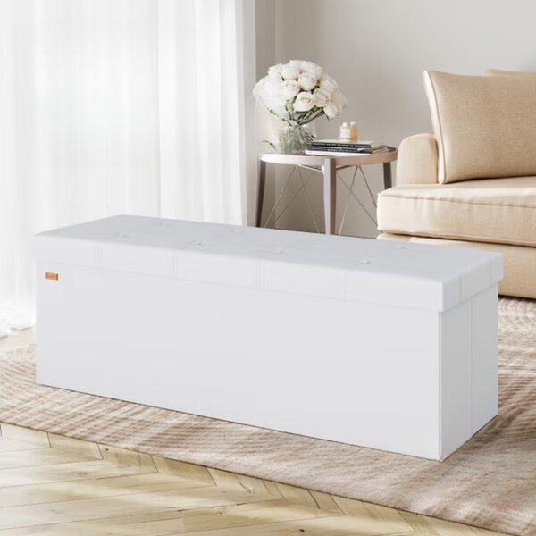 Tabure s prostorom za pohranu BELLA, 115x40x40 cm, bijeli Casaria