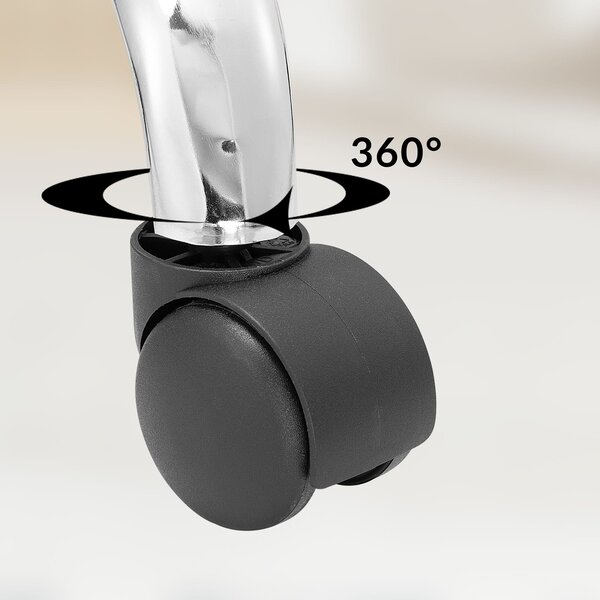Tabure na kotačima s naslonom ROLAND, Ø35 cm, crni Casaria