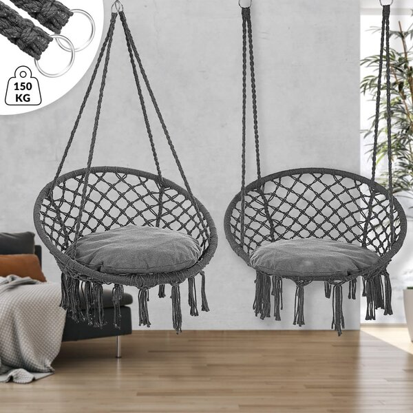 Viseća stolica BOHO s jastucima, Ø61 cm, antracit Jurhan