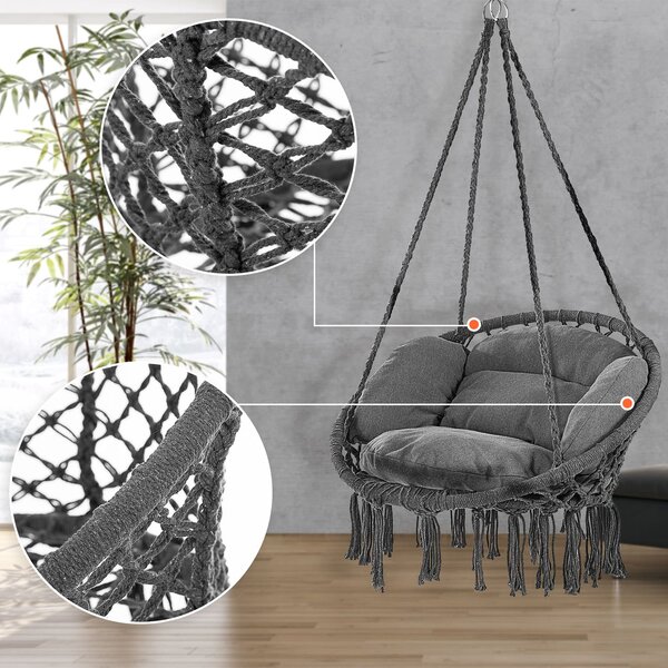 Viseća stolica BOHO s jastucima, Ø61 cm, antracit Jurhan