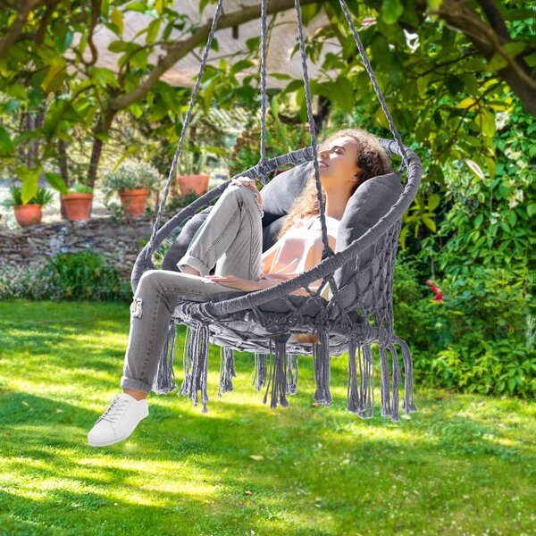 Viseća stolica BOHO s jastucima, Ø61 cm, antracit Jurhan