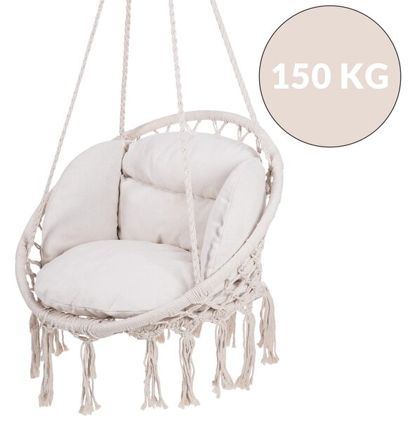 Viseća stolica BOHO s jastucima, Ø61 cm, bež Jurhan