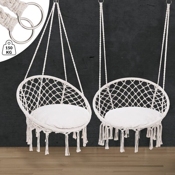 Viseća stolica BOHO s jastucima, Ø61 cm, bež Jurhan